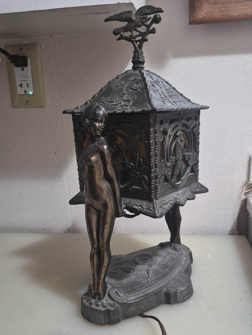 Vintage Art Deco  Bronze Lantern